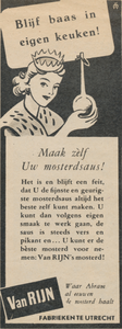 716037 Advertentie voor Van Rijn's Mosterd, geproduceerd bij Van Rijn's Mosterd- en Azijnfabrieken, [Nieuwe Kade 11-13] ...